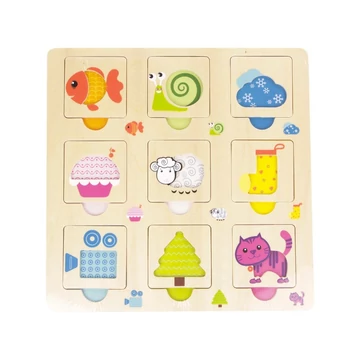 Állatok fa keretes 9 darabos puzzle