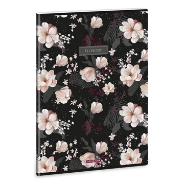 Ars Una Flowery black A/4 extra kapcsos füzet-sima