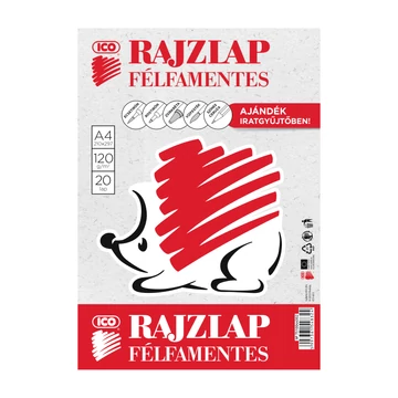 ICO SÜNI Rajzlap félfamentes 20 lap, A/4