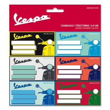 Vespa csomagolt füzetcímke (3x6 db)