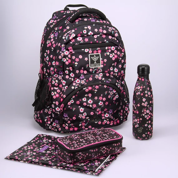 Ars Una Pearl Blossom black ergonomikus hátizsák 27 L