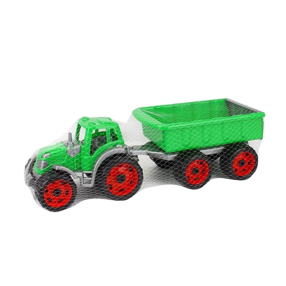 Műanyag traktor utánfutóval - 53 cm