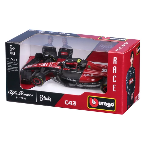Bburago 1 /43 F1 versenyautó - Alfa Romeo Stake C43 #24 (Guanyu Zhou)
