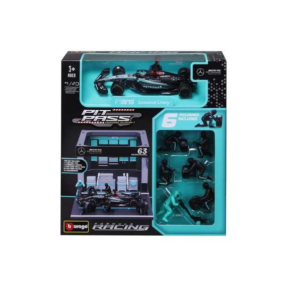 Bburago 1/43 F1 versenyautó - MB AMG W15 E Performance bokszutca