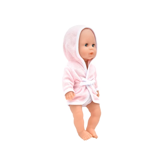 Baba, 30 cm fürdethető, fürdőköpenyben, bilivel, cumisüveggel