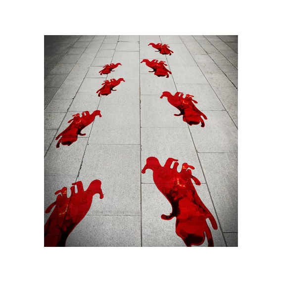 Halloween véres láb ablak dekor