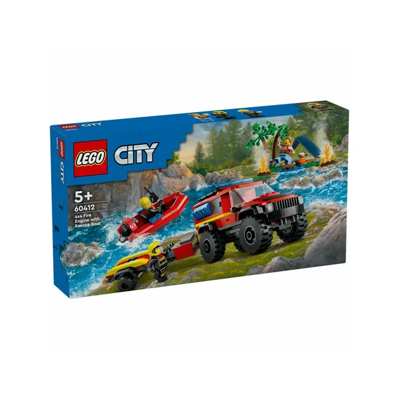 LEGO City Fire 60412 4X4 Tűzoltóautó mentőcsónakkal