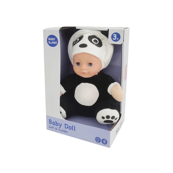 Zenélő, világító altató panda baba, 25 cm