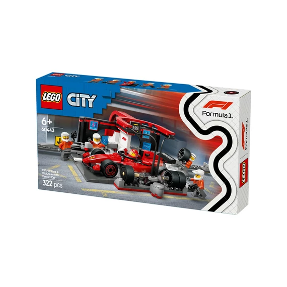 LEGO City 60443 F1-es boxutca és személyzet, Ferrari autóval