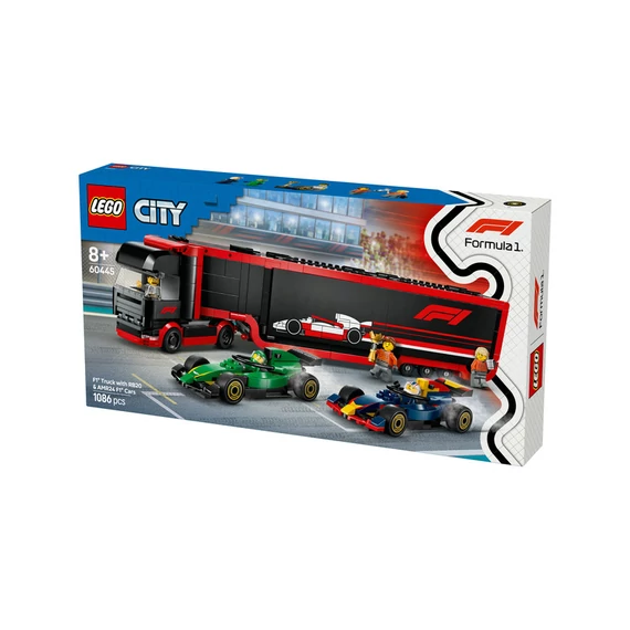 LEGO City 60445 F1-es kamion, rb20 és amr24 F1-es autókkal