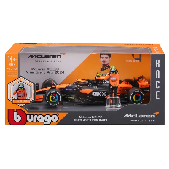 Bburago 1/24 F1 versenyautó pilótával - McLaren MCL38