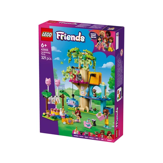 LEGO Friends 42666 Születésnapi cicazsúr és lombház cicáknak