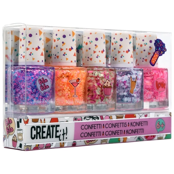 Create it! Konfetti körömlakk 5 db /csomag