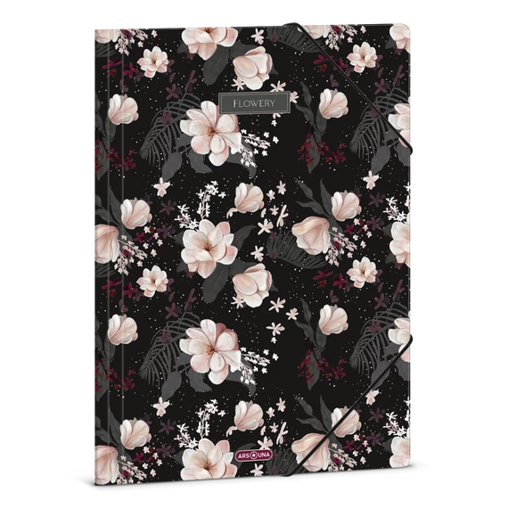 Ars Una Flowery black A/4 gumis dosszié