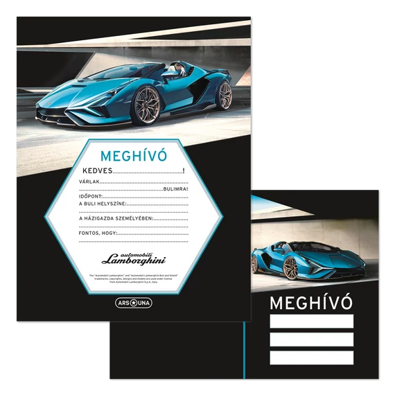 Lamborghini partimeghívó borítékkal
