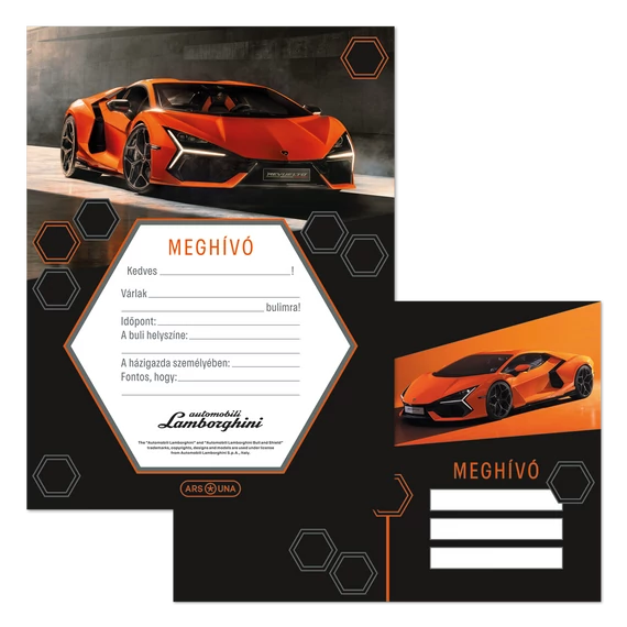 Lamborghini partimeghívó borítékkal