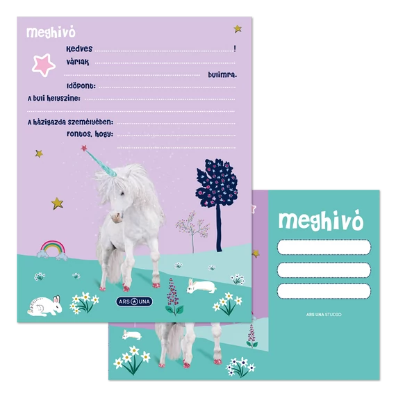 Ars Una Cute Animals-unicorn partimeghívó borítékkal