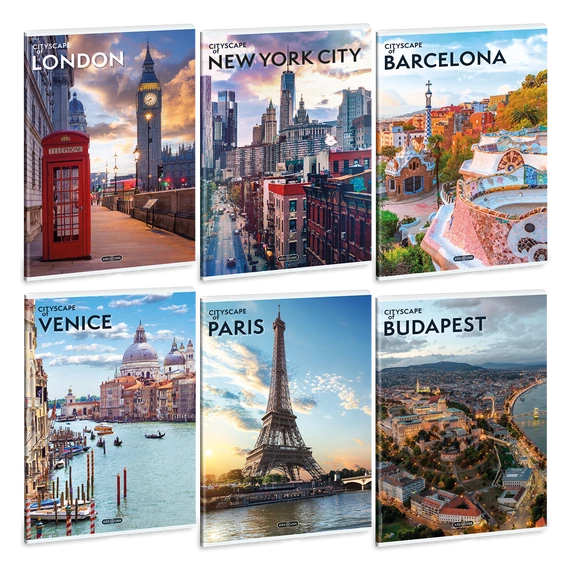 Ars Una Cityscape A/4 extra kapcsos füzet-vonalas