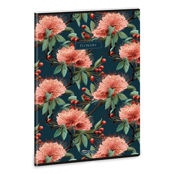Ars Una Flowery green A/4 extra kapcsos füzet-négyzethálós