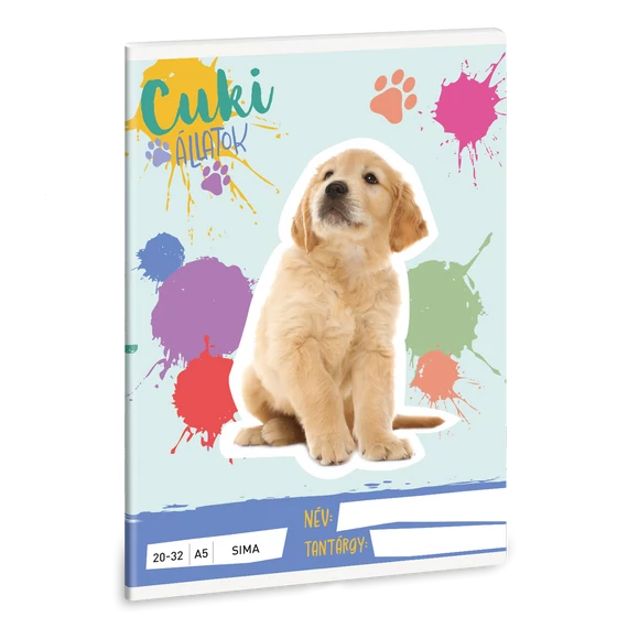 Ars Una Cuki Állatok - Golden retriever A/5 sima füzet 20-32