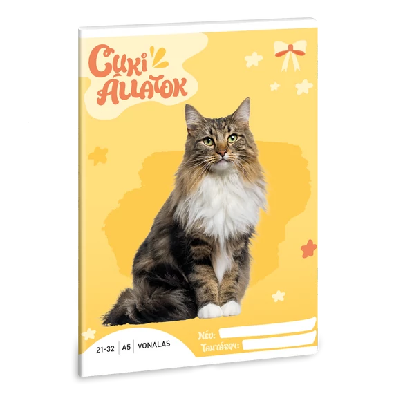 Ars Una Cuki Állatok - Norvég erdei macska A/5 vonalas füzet 21-32
