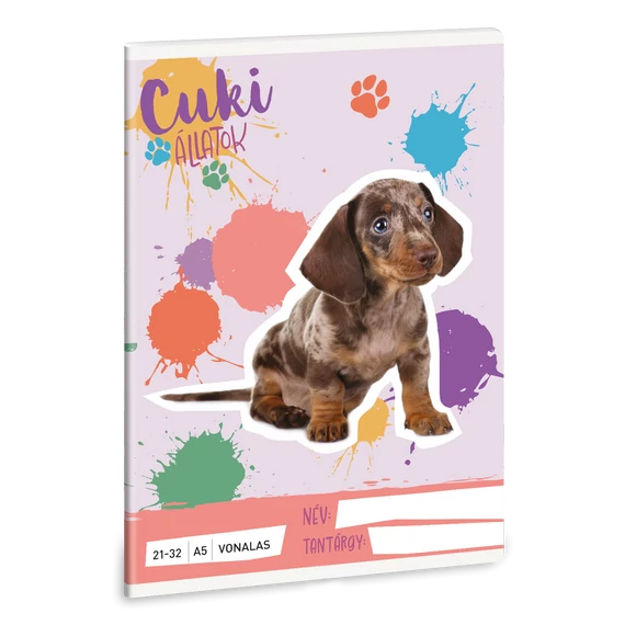 Ars Una Cuki Állatok - Harlekin tacskó A/5 vonalas füzet 21-32