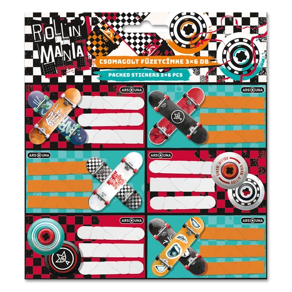 Ars Una Rollin' Mania csomagolt füzetcímke (3x6 db)