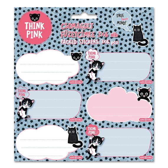 Ars Una Think Pink csomagolt füzetcímke (3x6 db)
