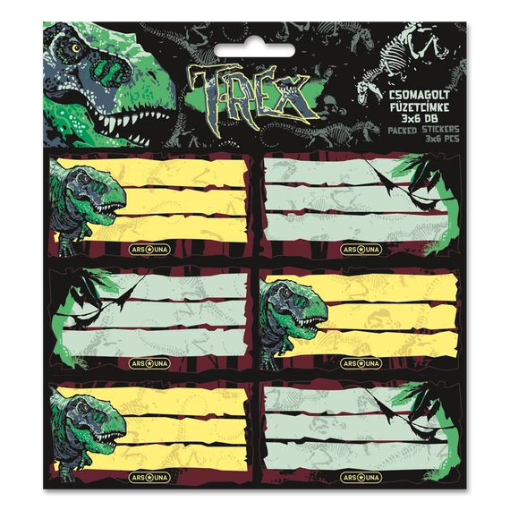 Ars Una T-Rex csomagolt füzetcímke (3x6 db)