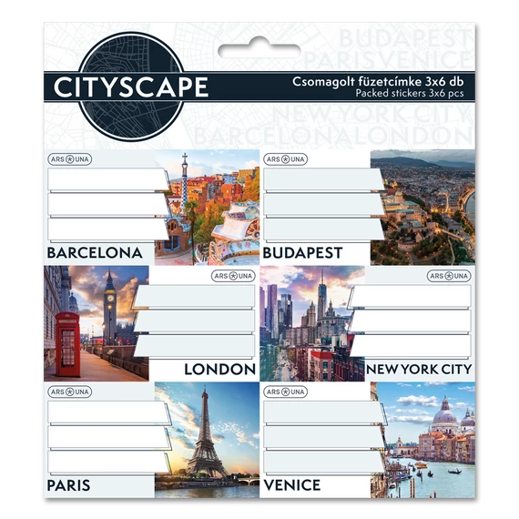 Ars Una Cityscape csomagolt füzetcímke (3x6 db)