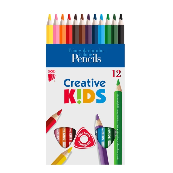 ICO CREATIVE KIDS Színes ceruza 12 db-os háromszögletű festett vastag