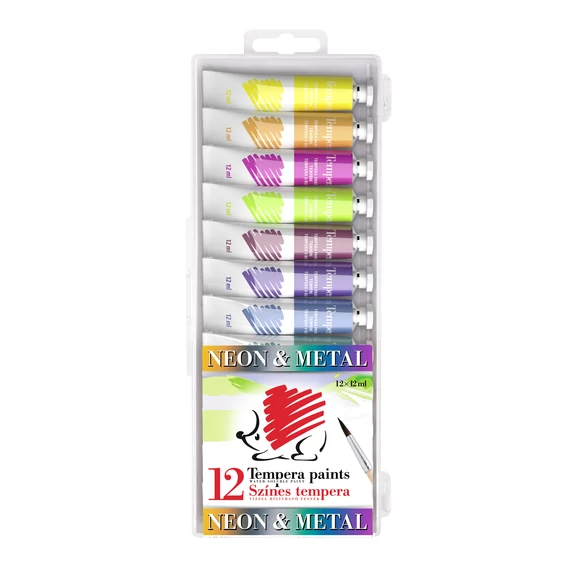ICO SÜNI Tempera 12 színű Metál és Neon (8+4) 12ml/tubus