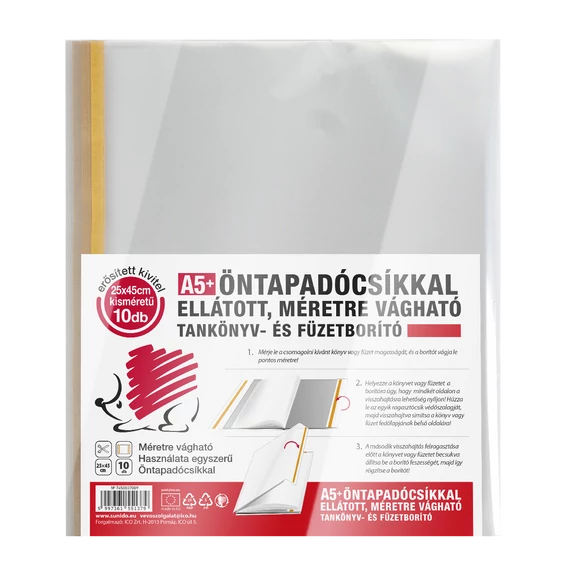 ICO SÜNI Füzet- és tankönyvborító prémium, öntapadócsíkkal 10 db-os, A/5+, 25x45cm
