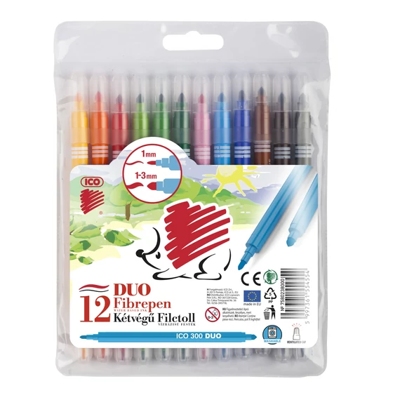 ICO SÜNI Duo kétvégű filctoll 12 színű