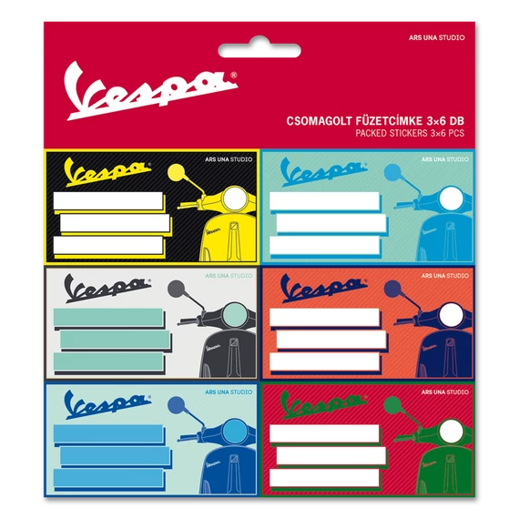 Vespa csomagolt füzetcímke (3x6 db)